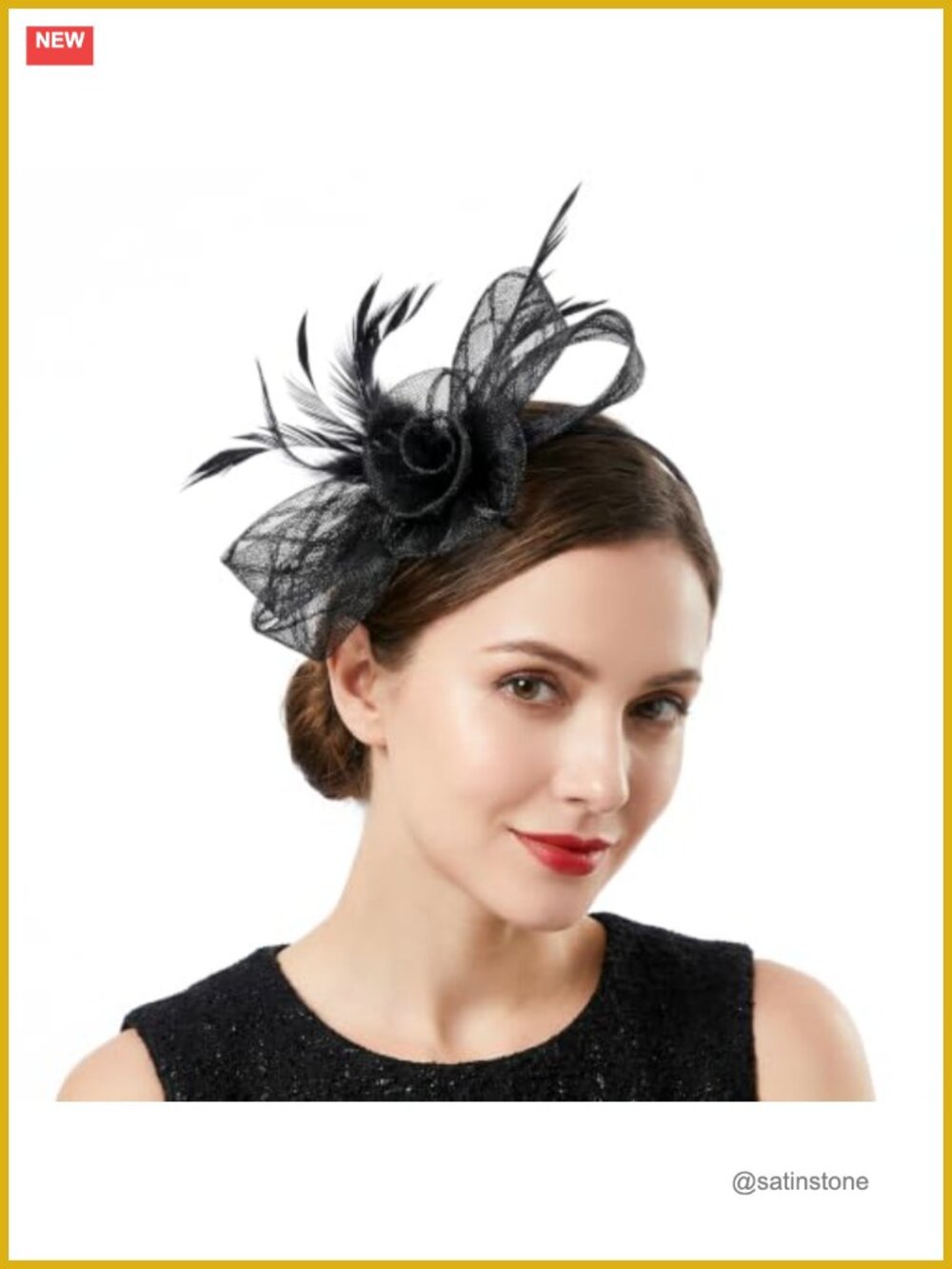 Women's Fascinator Hat with Flower Mesh Feathers Headband Hair Clip